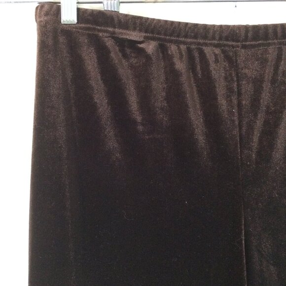 Coldwater Creek Velvet Pants Pull On Wide Leg Dark Brown No Pockets Size XL - Picture 4 of 4